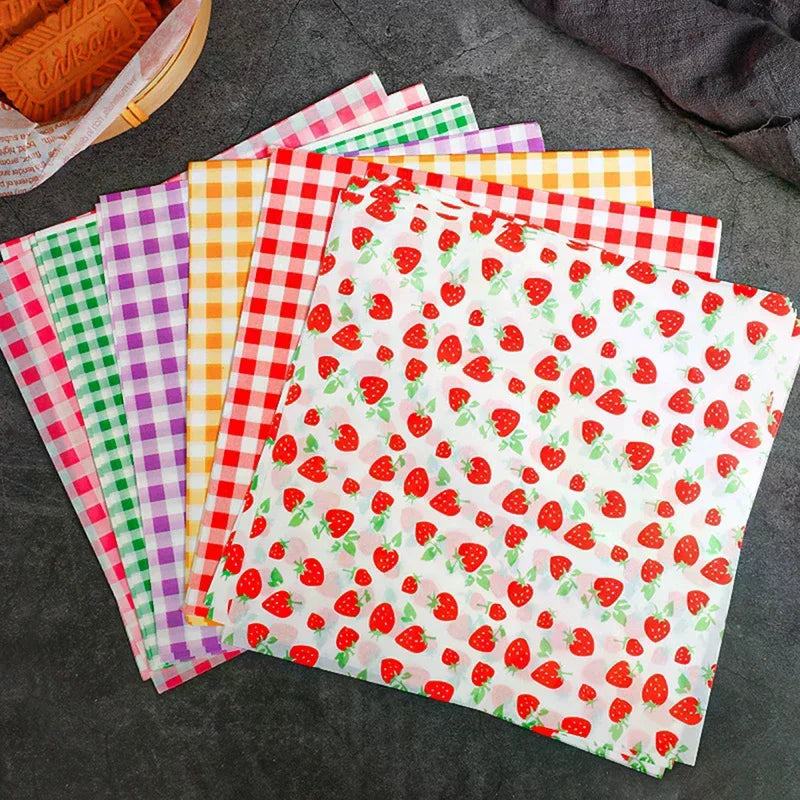 100Pcs Greaseproof Wax Paper Sheets | 7 Colors for BBQ & Picnic Food Wrapping Paper Peaceful Pleasures Health and Wellness