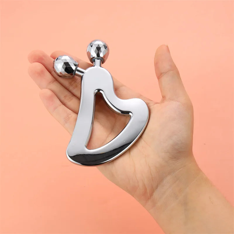 Stainless Steel Gua Sha Facial Massage Tool with Roller