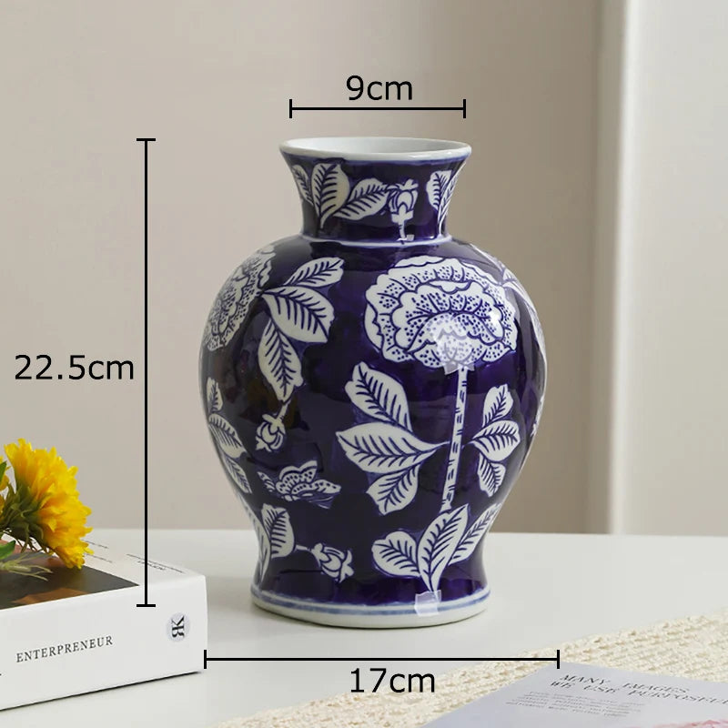 Blue & White Porcelain Vase | Tabletop Flower Décor