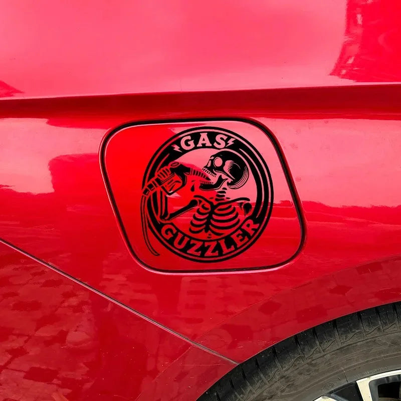 Skull Gas Guzzler Funny Car Sticker | Waterproof Decal