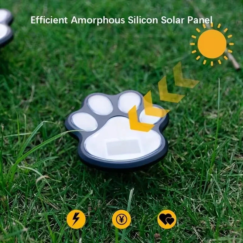 Solar LED Paw Print Garden Lights – Waterproof 4–12 Pack