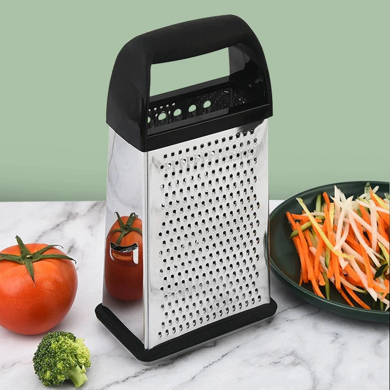 4-Sided Stainless Steel Box Cheese Grater with Container