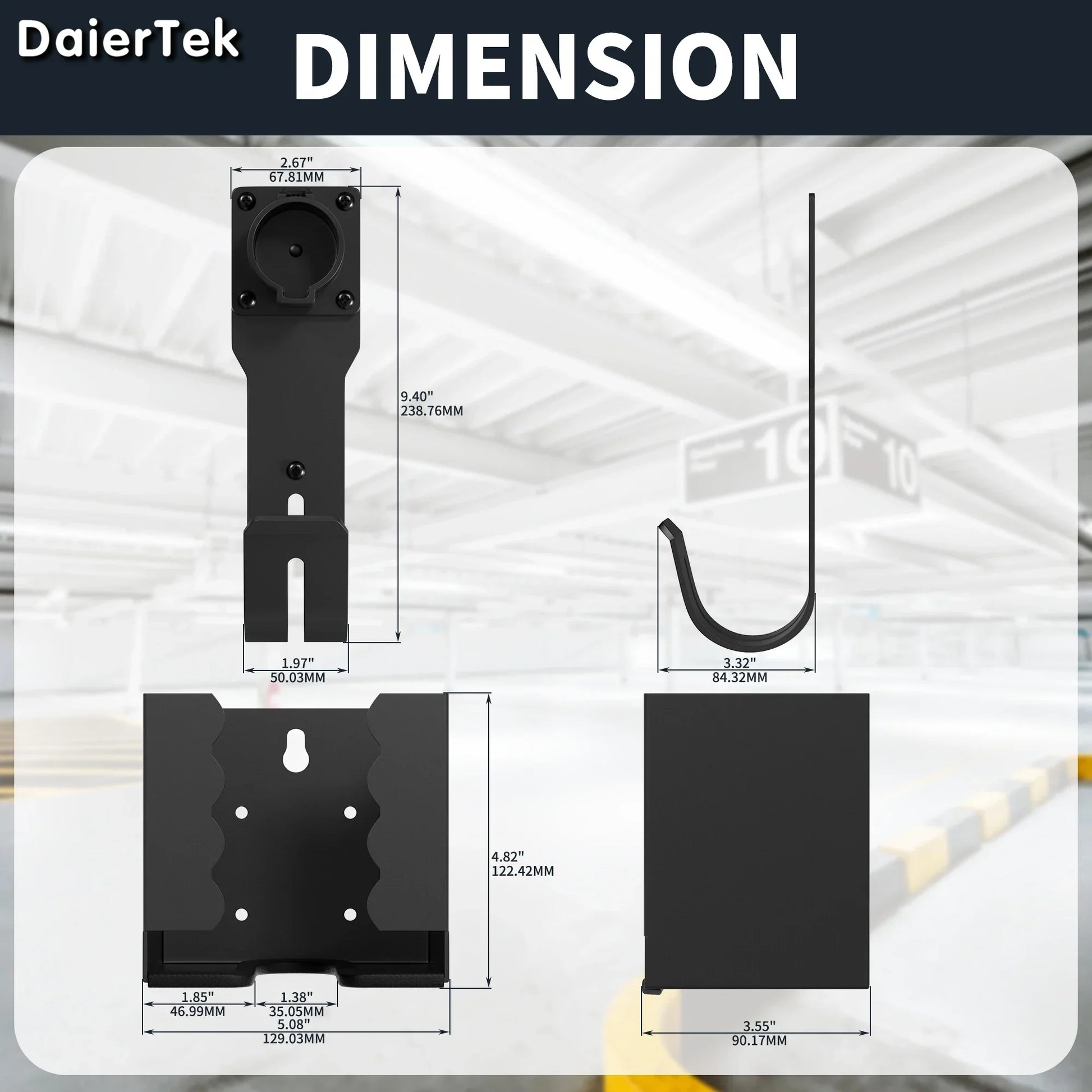 EV Charger Holder Wall Mount Kit EV Charger Holster Dock for SAE J1772 Connector J-Hook EV Charger Cable Holder EV Charging Box Peaceful Pleasures Health and Wellness