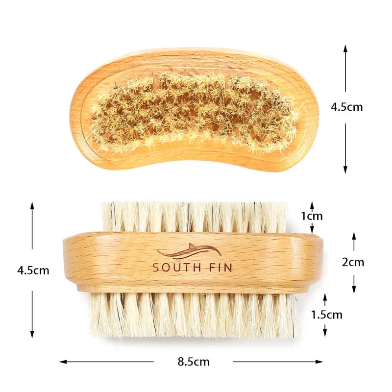 Double Sides Brushes Nail Cleaning Brush with Wooden Handle Natural Bristles Manicure Pedicure Tool Scrubbing Brush Peaceful Pleasures Health and Wellness