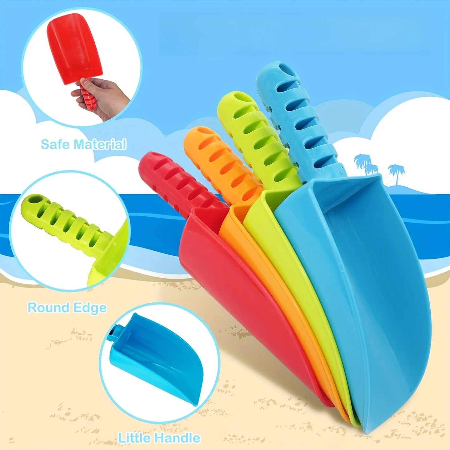 Kids Beach Sand Shovels Set – Plastic Sandbox Digging Toys