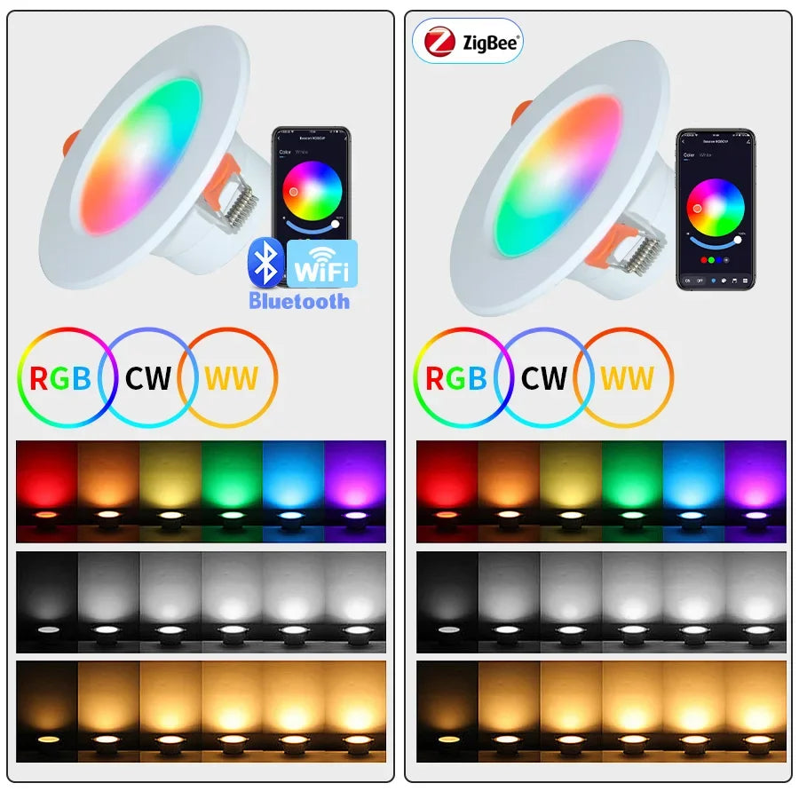 Tuya Smart LED Downlight 5W–15W RGB WiFi ZigBee Dimmable
