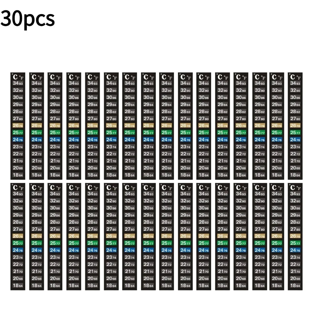 Stick-on Aquarium Temperature Strip for Accurate Readings Peaceful Pleasures Health and Wellness 30pcs