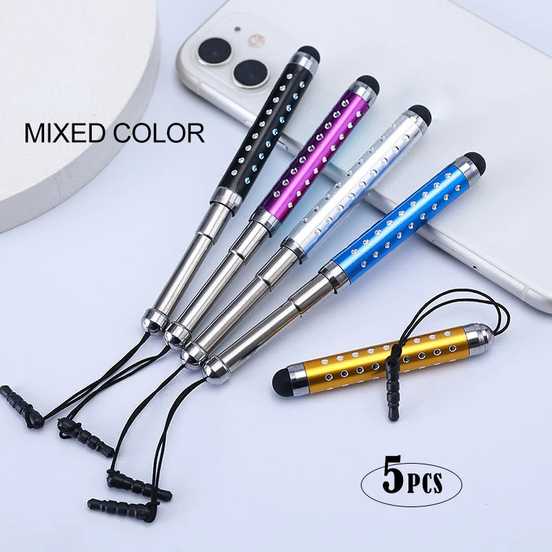 Professional stylus Universal Mobile Phone Touch Screen Accessory Metal Electrostatic Capacitive Pencil Tablet iphone Android Peaceful Pleasures Health and Wellness Mixed colors(5pcs)
