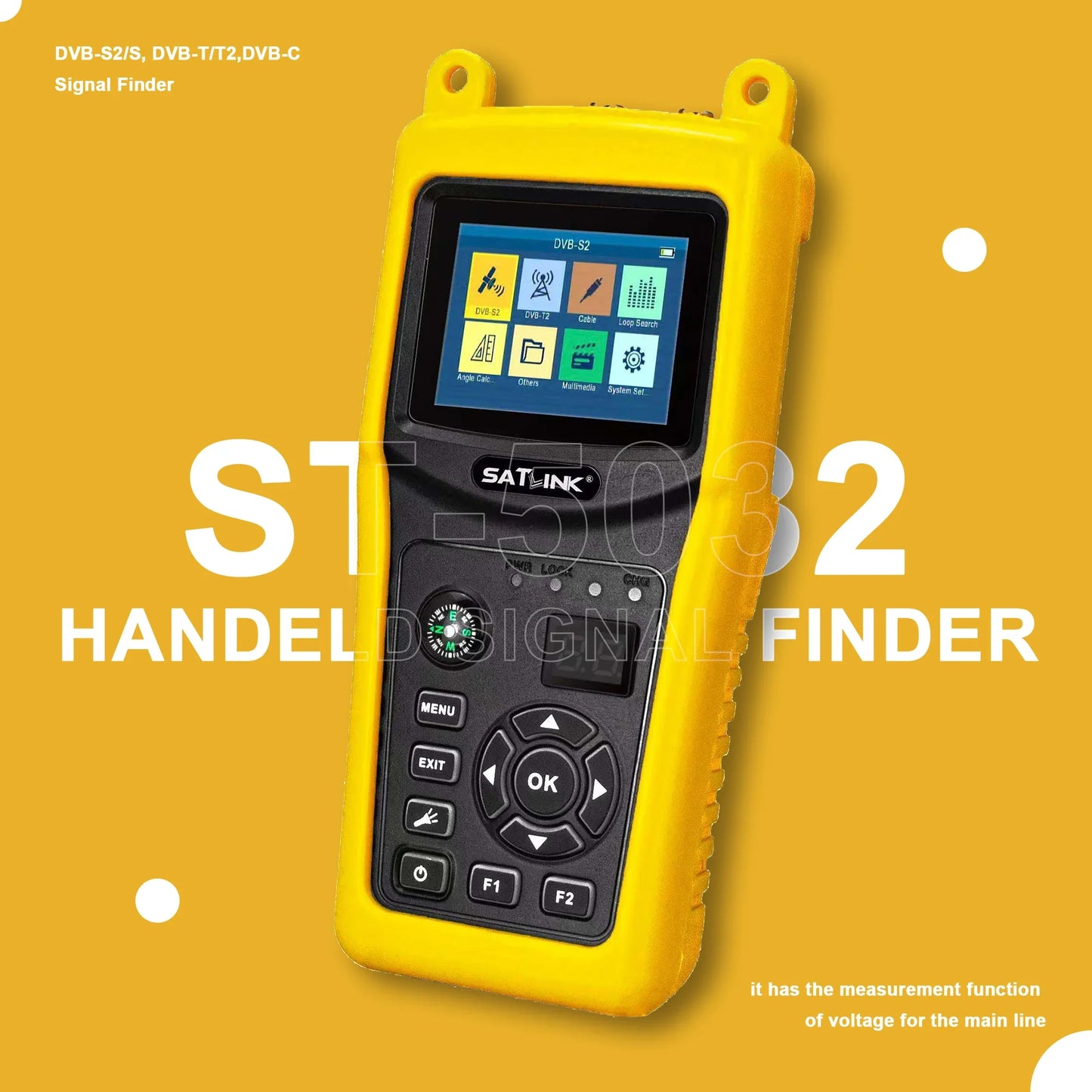 Tuoying RF Signal Tester – DVB-S2, DVB-T2, DVB-C Satellite Finder