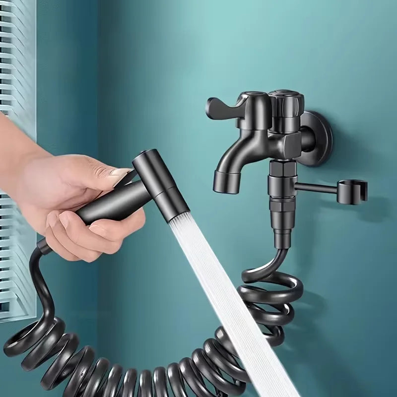 Wall-Mounted Dual-Purpose Faucet Set with Spray Gun