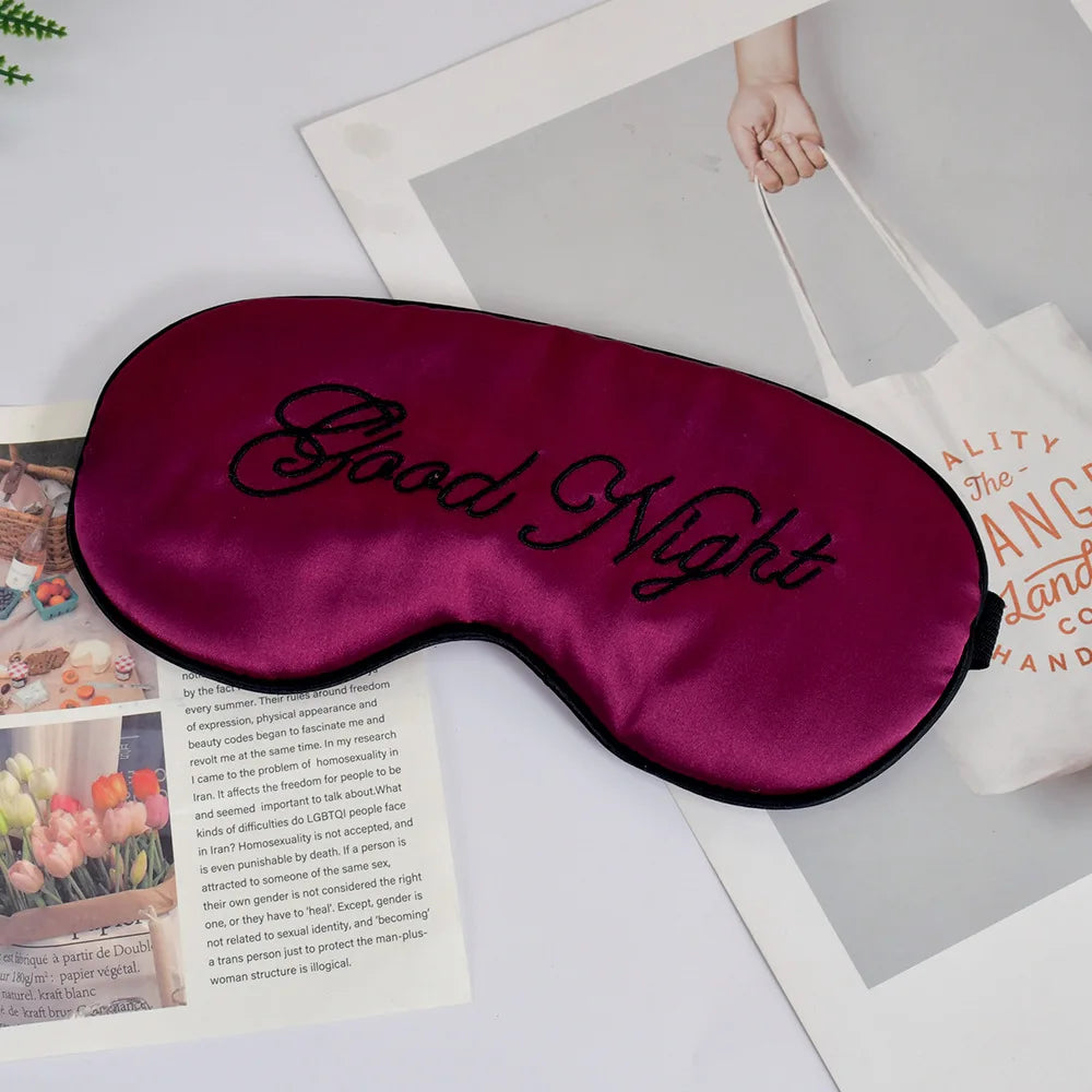 Embroidered Silk Sleep Mask With Adjustable Strap Sleeping Eye Cover Mask For Travel Soft Blackout Blindfold Silk Eye Mask Patch Peaceful Pleasures Health and Wellness PURPLE