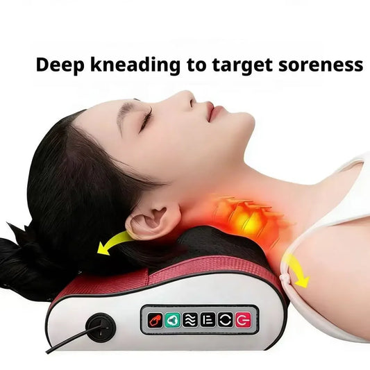 Multifunctional Cervical Massage Pillow Waist Massager Infrared Heating Kneading Massage Household Hot Compress Full Body Peaceful Pleasures Health and Wellness