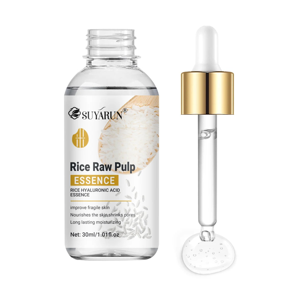SUYARUN Rice Essence with Glycerin & Hyaluronic Acid - Moisturizing, Anti-Aging & Brightening Facial Serum for Women. Peaceful Pleasures Health and Wellness 30ml