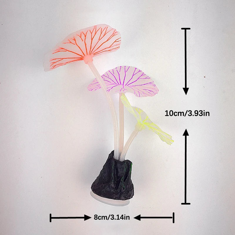Fluorescent Silicone Artificial Aquarium Plant Decoration 10cm