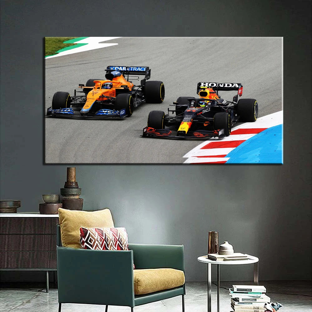 F1 Racing Canvas Wall Art | Perez & Ricciardo 2021 Poster