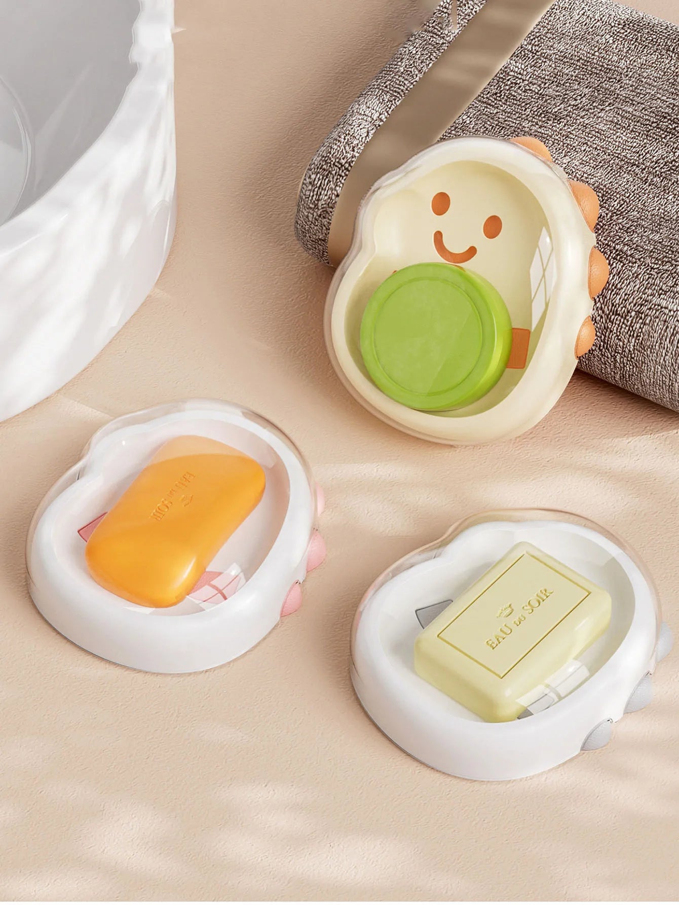 1PCS Plastic Cute Cartoon Double-Layer Soap Box with Lid - Drainage Soap Holder for Home, Bathroom Countertop Soap Container Peaceful Pleasures Health and Wellness