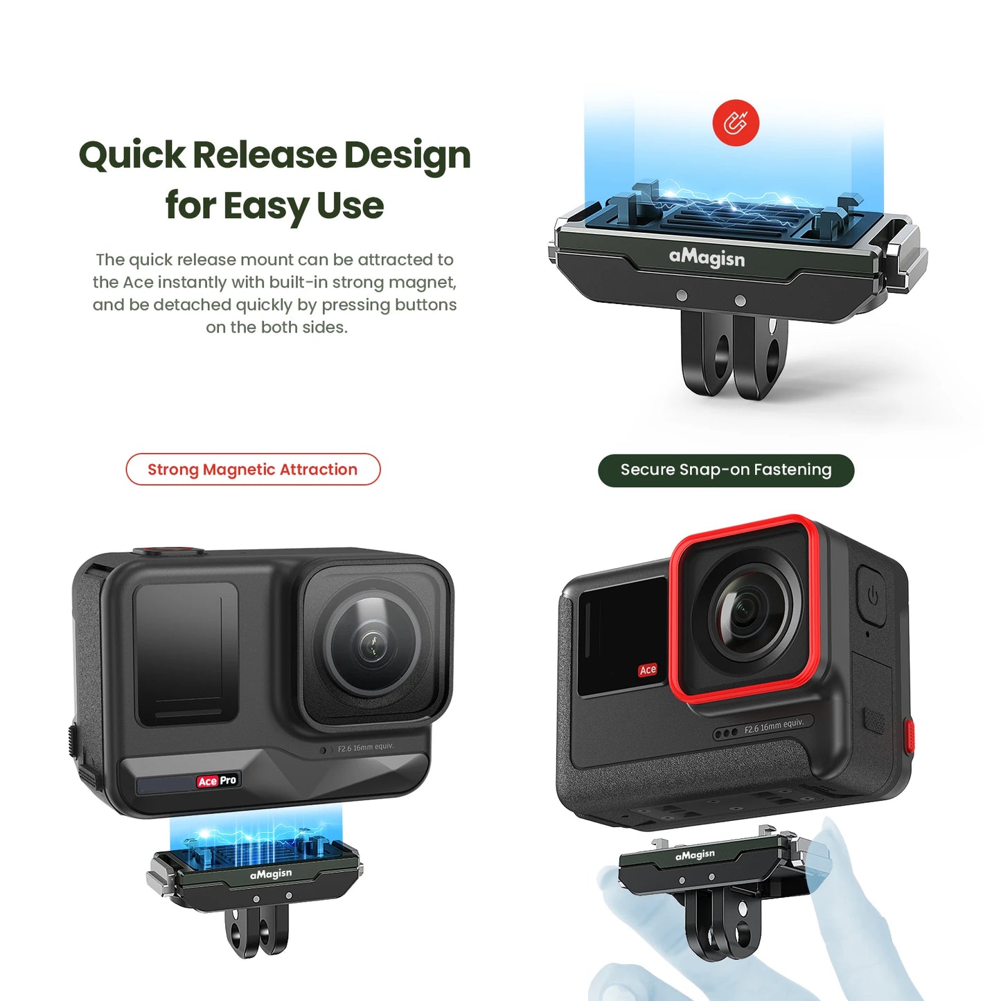 Anti-Vibration Magnetic Base For Insta360 Ace Pro /Ace Magnetic Quick Release Base Mount Sports Camera Accessories Peaceful Pleasures Health and Wellness