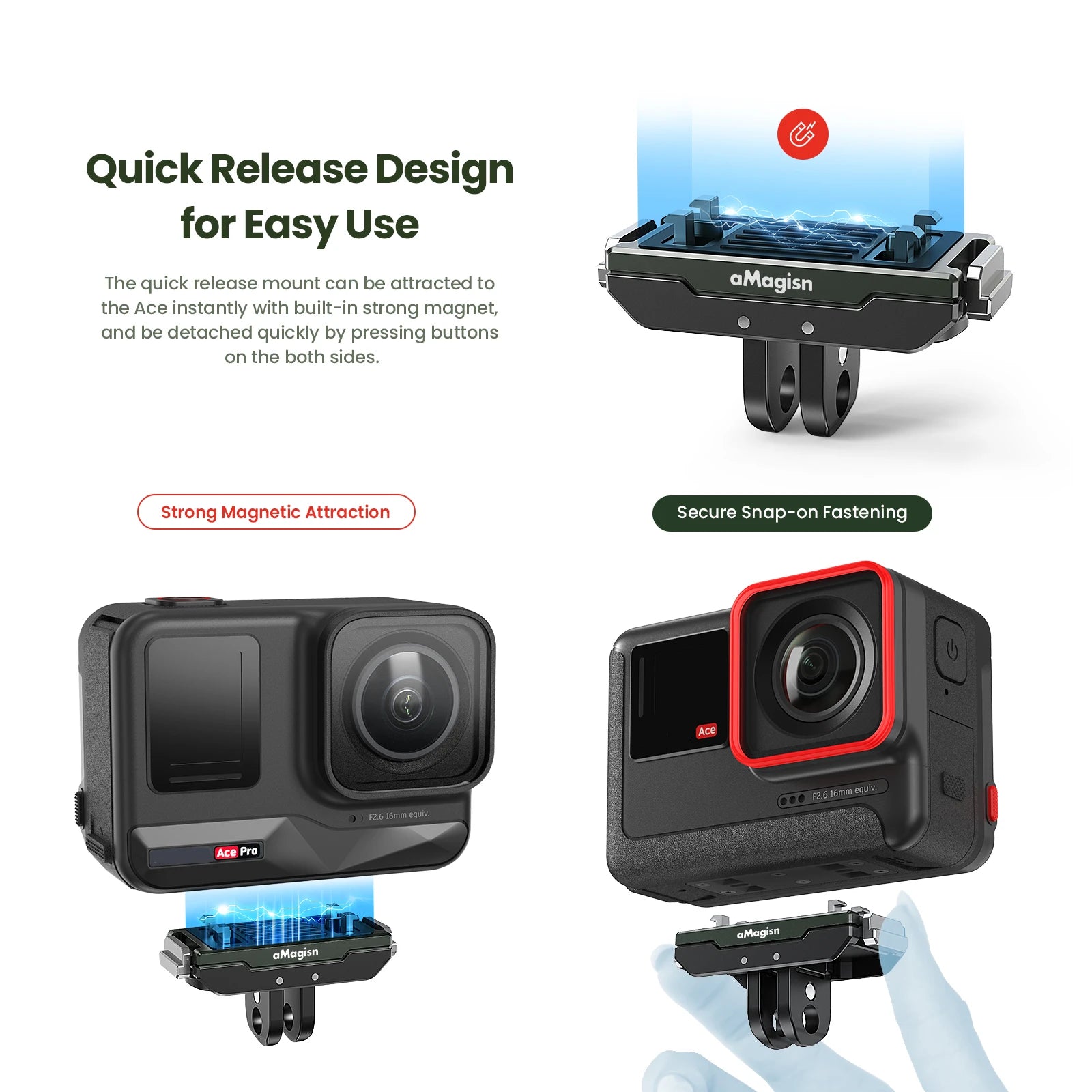 Anti-Vibration Magnetic Base For Insta360 Ace Pro /Ace Magnetic Quick Release Base Mount Sports Camera Accessories Peaceful Pleasures Health and Wellness