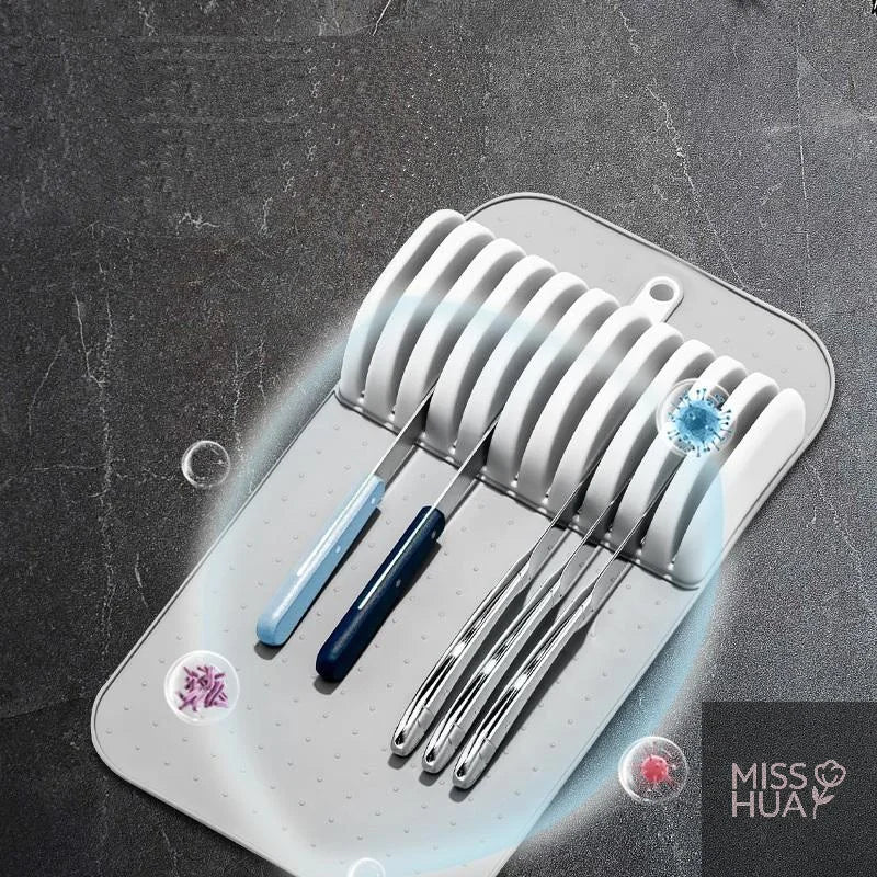 Knife Drawer Organizer Mat | 5 & 11 Slot Non-Slip Soft-Grip