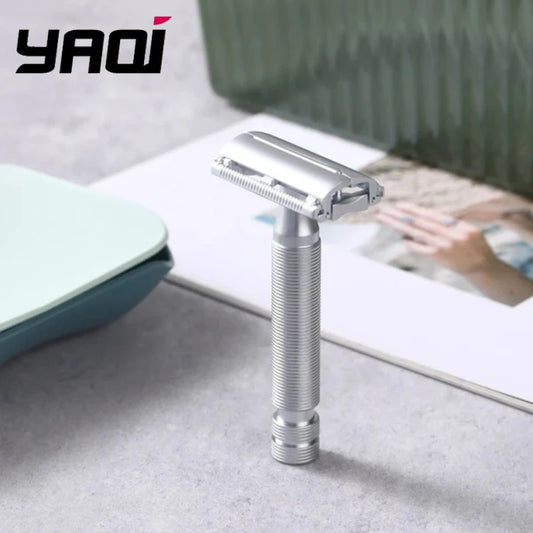 Yaqi Monarch Matte Chrome Color Safety Razor Zinc Alloy Razor Head And Aluminium+Brass Handle Lightweight Durability Razor Peaceful Pleasures Health and Wellness