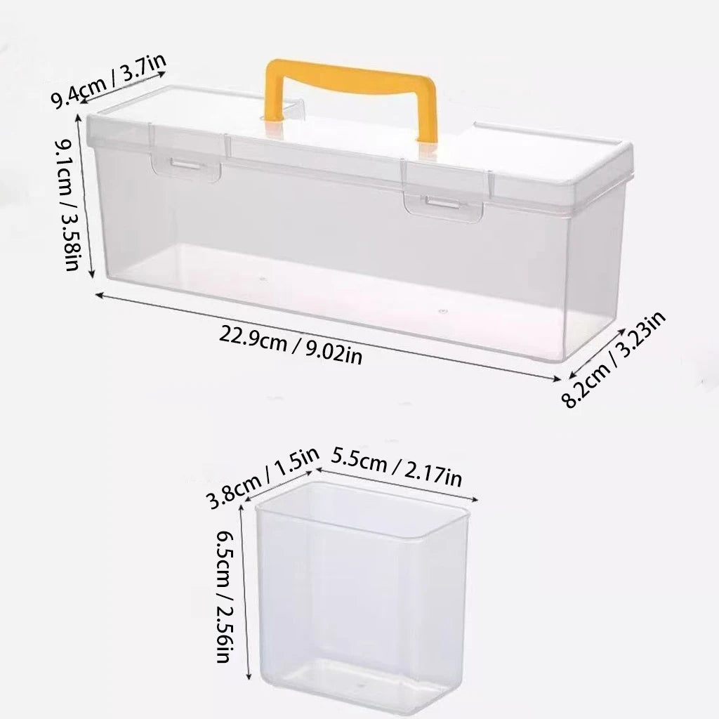 Portable 6-Compartment Clear Small Parts Organizer Box – For Hardware, Beads, Jewelry & Crafts