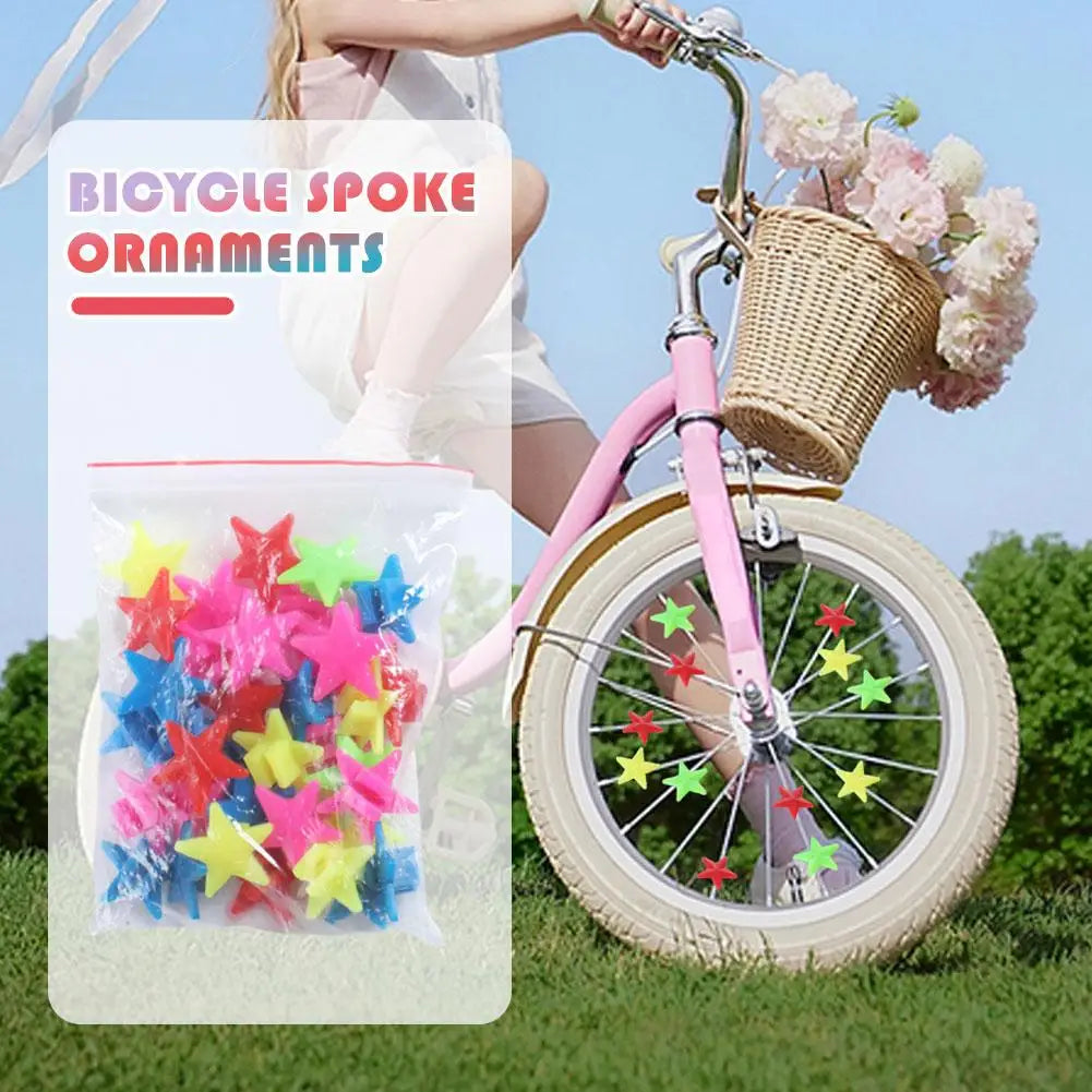 36-Pack Colorful Bike Spoke Beads for Kids – Stars & Hearts