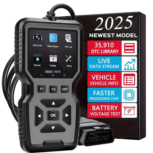 V519 Professional Obd2 Diagnostic Tool for Heavy Duty Vehicle Repair - Code Reader/Resetter, Supports Real-Time Data Stream, No Battery Required, Compatible with Vehicles from 1996 Onwards (Obdii/Eobd, Mode 6/8), Suitable for Peaceful Pleasures Health and Wellness black