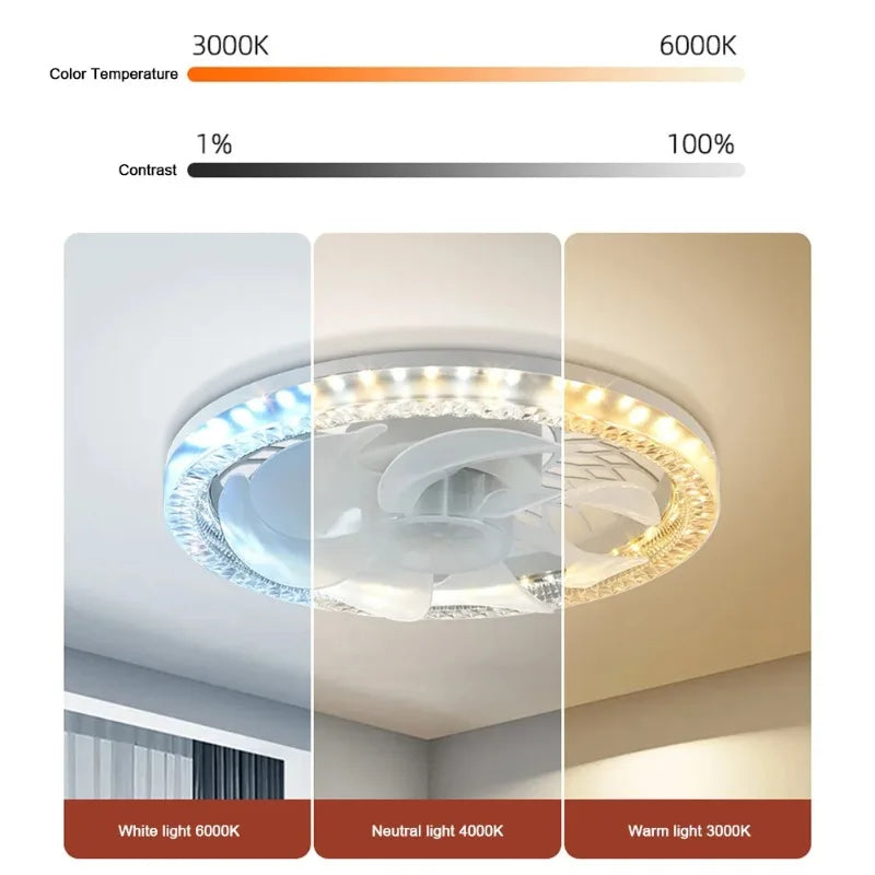 Crystal LED Ceiling Fan Light | Remote Control, 4 Speeds, Dimmable
