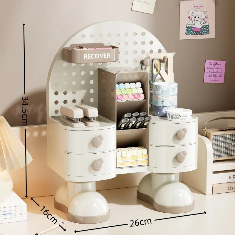 Multifunctional Desktop Organizer | Drawer, Pegboard & Compartments