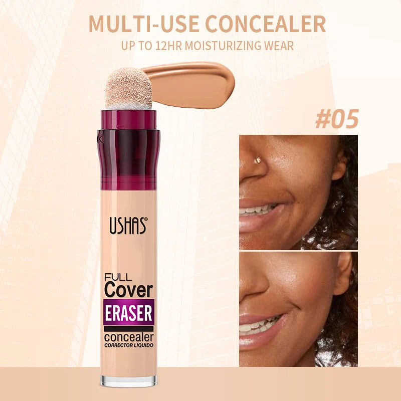 USHAS 12-Shade Liquid Concealer – Rotating Sponge, Long-Lasting