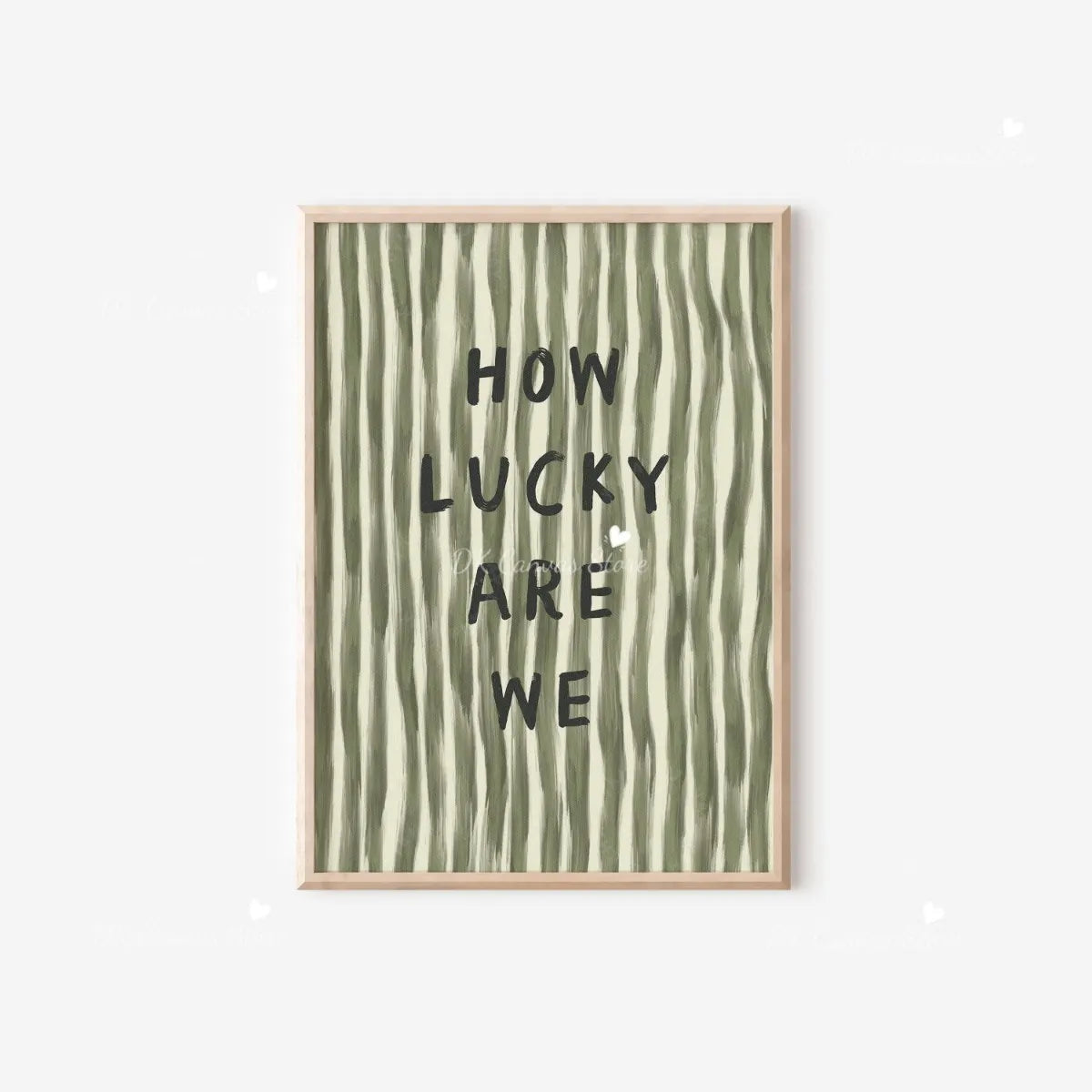 "How Lucky Are We" Quote Canvas Print Poster Modern Heart Stripe Art Prints Bedroom Living Room Wall Art Home Decor Poster Peaceful Pleasures Health and Wellness