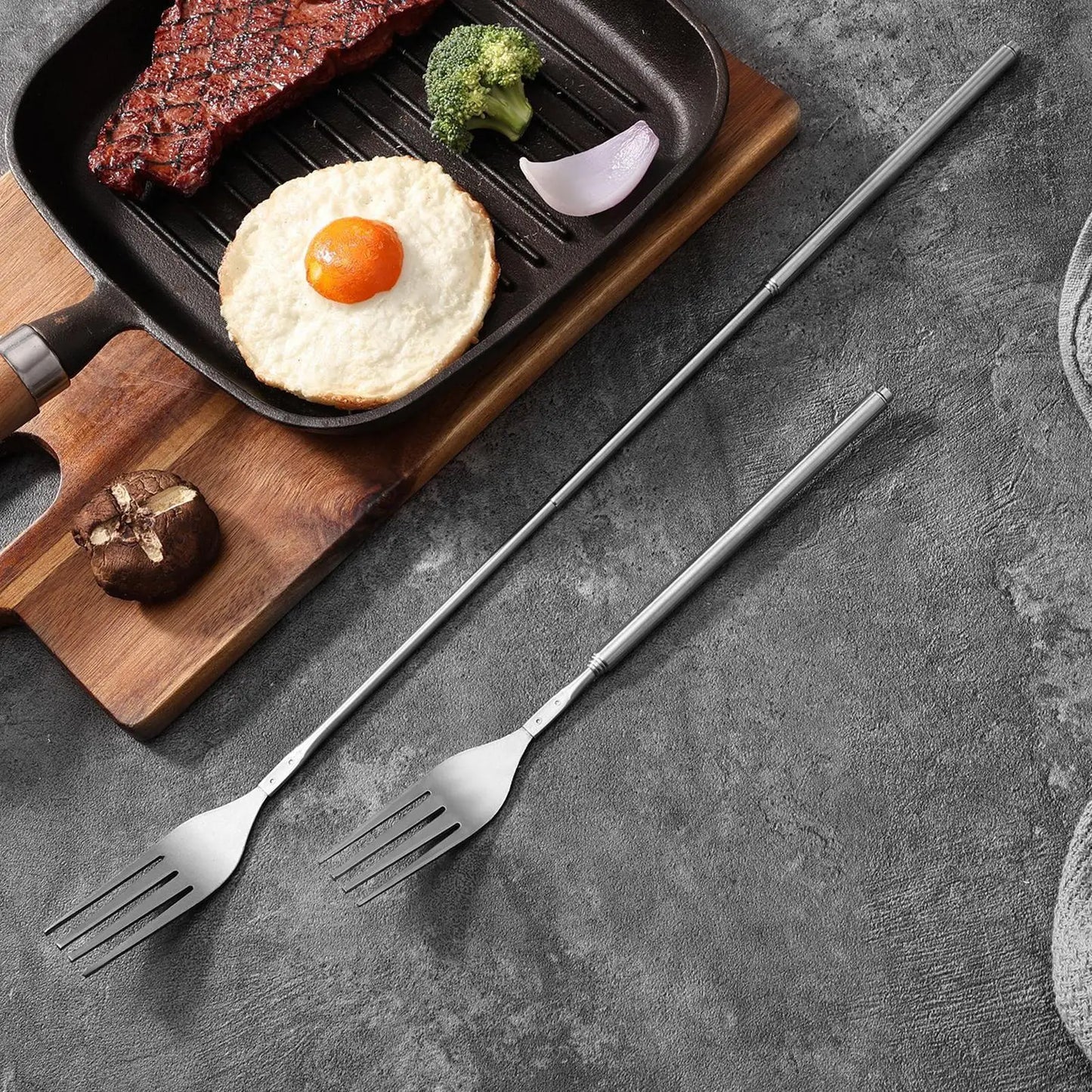 Telescoping Stainless Steel Fork | Extendable BBQ Camping Utensil