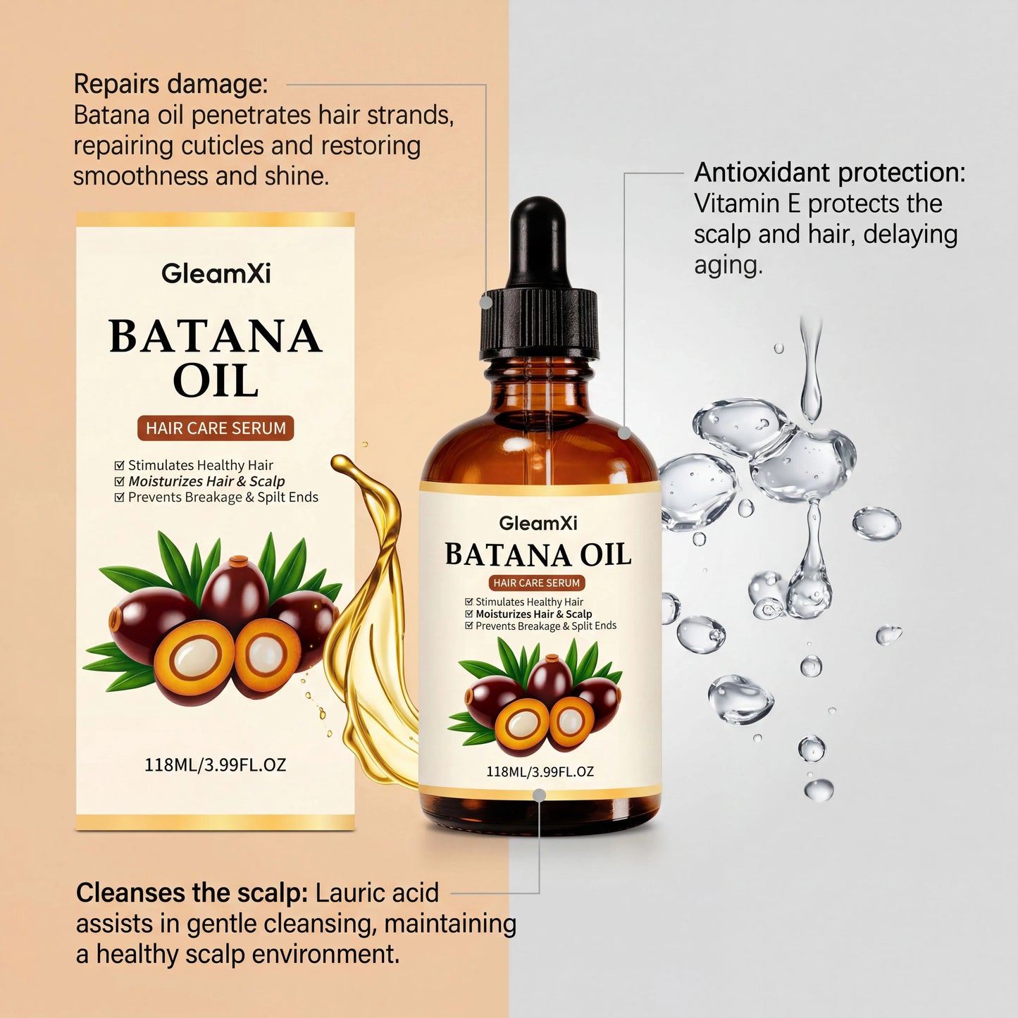 Gleamxi Batana Hair Growth Oil – Repair, Nourish & Reduce Loss