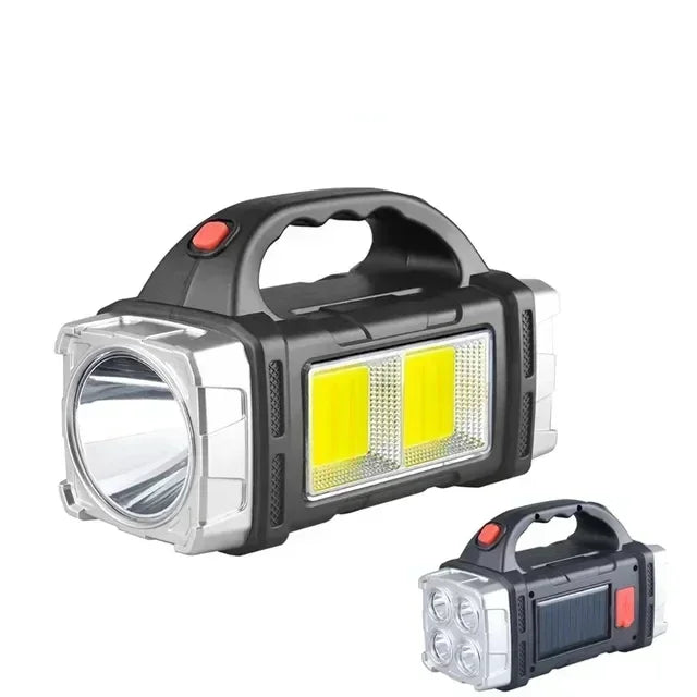 Solar USB Rechargeable LED Flashlight COB Torch & Power Bank