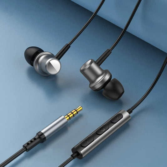 1pc Deep Bass Wired In-Ear HIFI Earphones With Microphone And Volume Control, Powerful Sound Drivers Peaceful Pleasures Health and Wellness GRAY