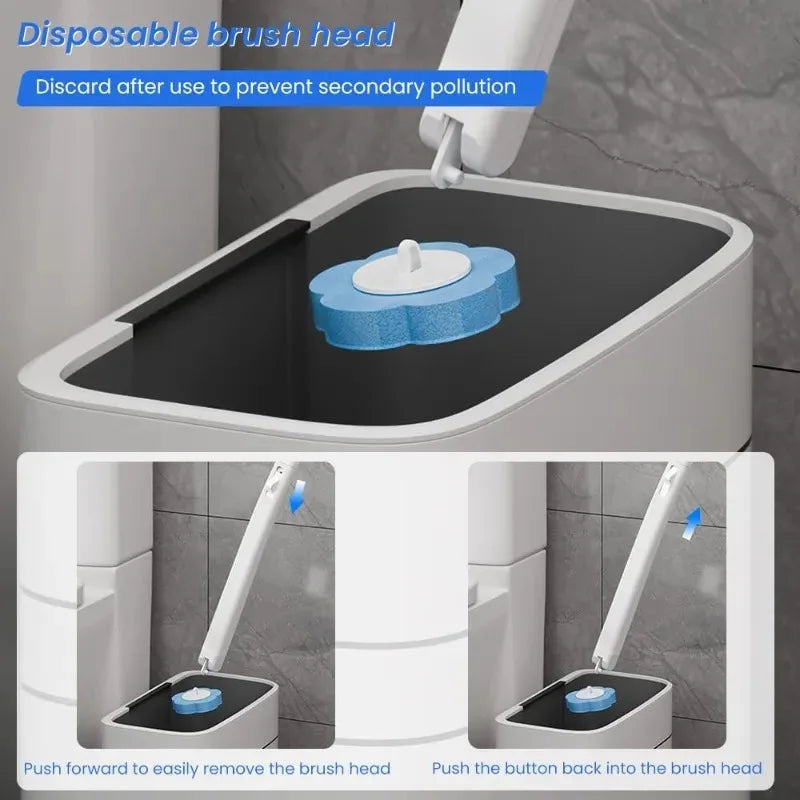 Wall-Mounted Disposable Toilet Brush Set | Extended Handle