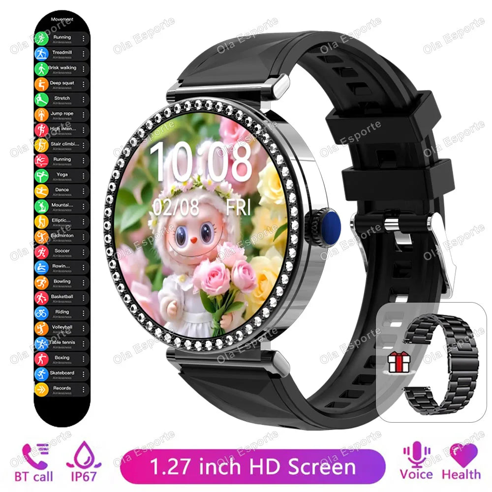 Smartwatch Luxury Fashion Female Physiological Reminder Bluetooth Music Women's Fashion Smart Watch Holiday Gift 2026 New HW12 Peaceful Pleasures Health and Wellness Bk18Szstrap