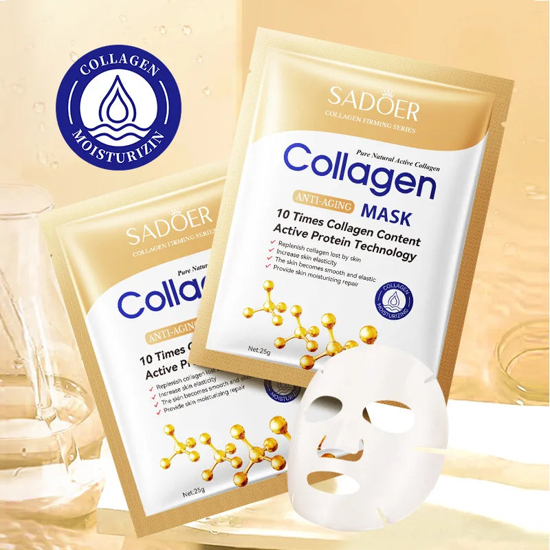 SADOER Collagen Face Mask 10pcs – Firming & Moisturizing Sheet Mask