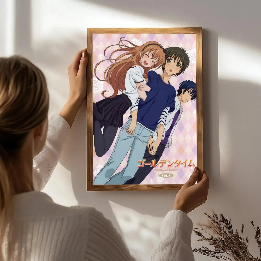 Golden Time Anime HD Self-Adhesive Waterproof Wall Poster Anime Wall Poster Peaceful Pleasures Health and Wellness White2 40X50cmNoframe