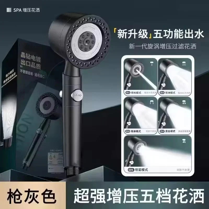 5-Mode Handheld Shower Head | High Pressure & Water Saving