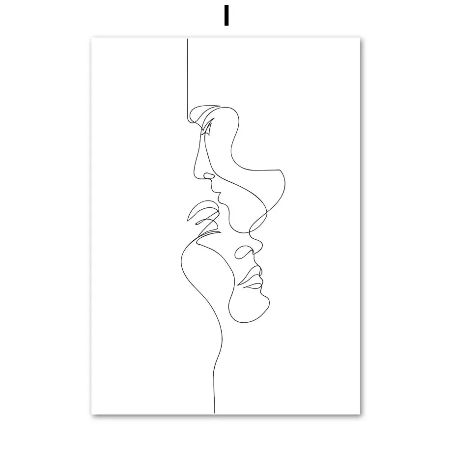 Posters Prints Canvas Painting Nordic Minimalist Wall Art Pictures For Living Room Home Decor Abstract Woman Face Hands Line Peaceful Pleasures Health and Wellness T80483-09 40x60cm Unframed