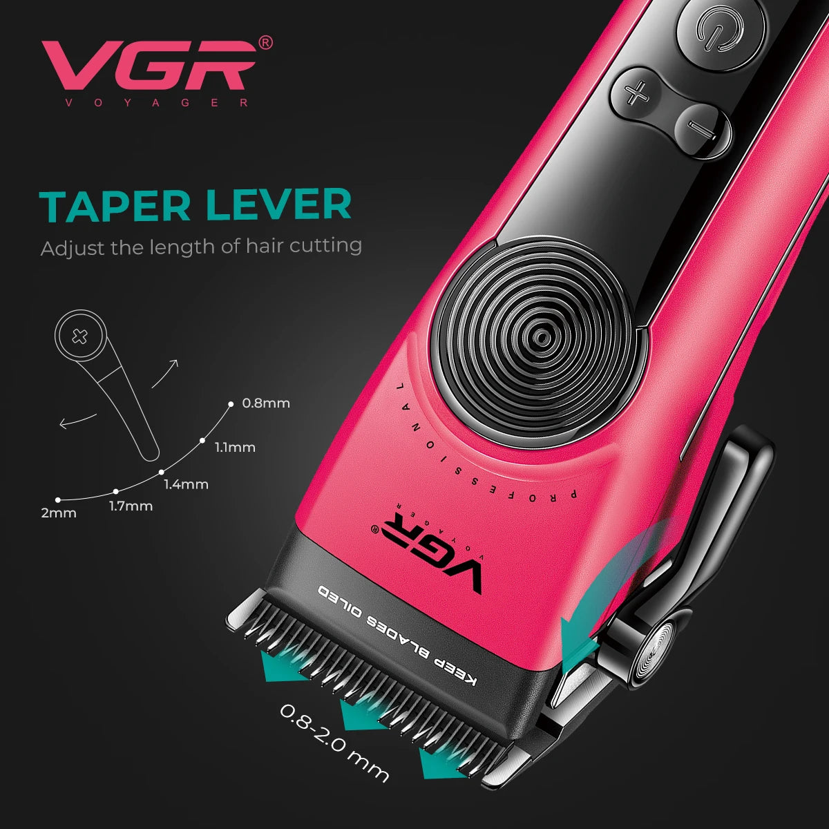 VGR new electric hair clipper men's high-end hair clipper 8000 RPM multi gear adjustable hair trimmer with base push shear V-199 Peaceful Pleasures Health and Wellness