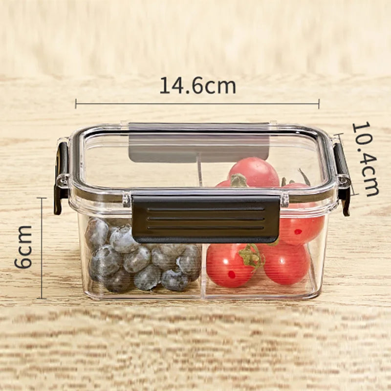 Portable Lunch Box for Kids School Microwave Transparent Bento Box with Compartments Salad Fruit Food Sealed Jar Container Box Peaceful Pleasures Health and Wellness S Black With Divider