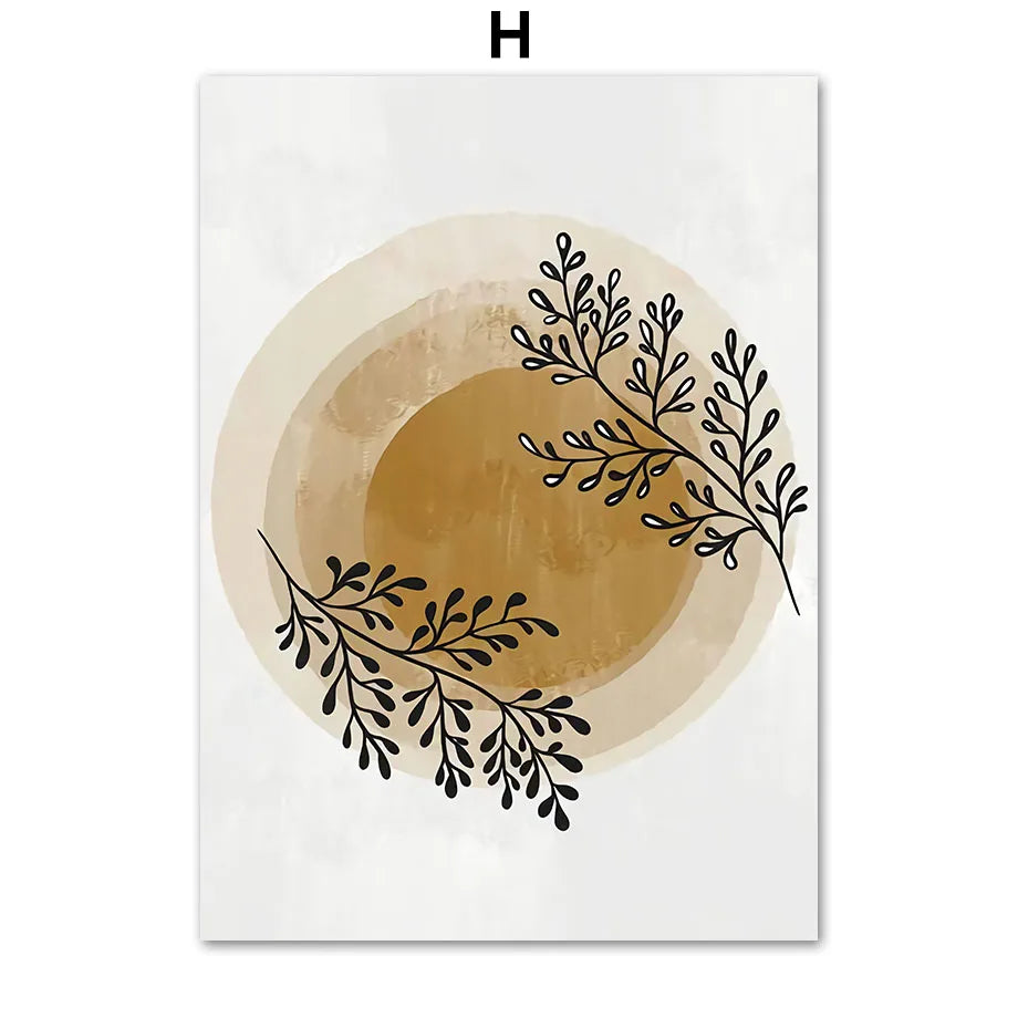 Boho Sage Leaves Plants Posters Abstract Artwork Geometric Wall Art Canvas Painting Nordic Art Poster For Living Room Home De Peaceful Pleasures Health and Wellness H 30x40cm Unframed