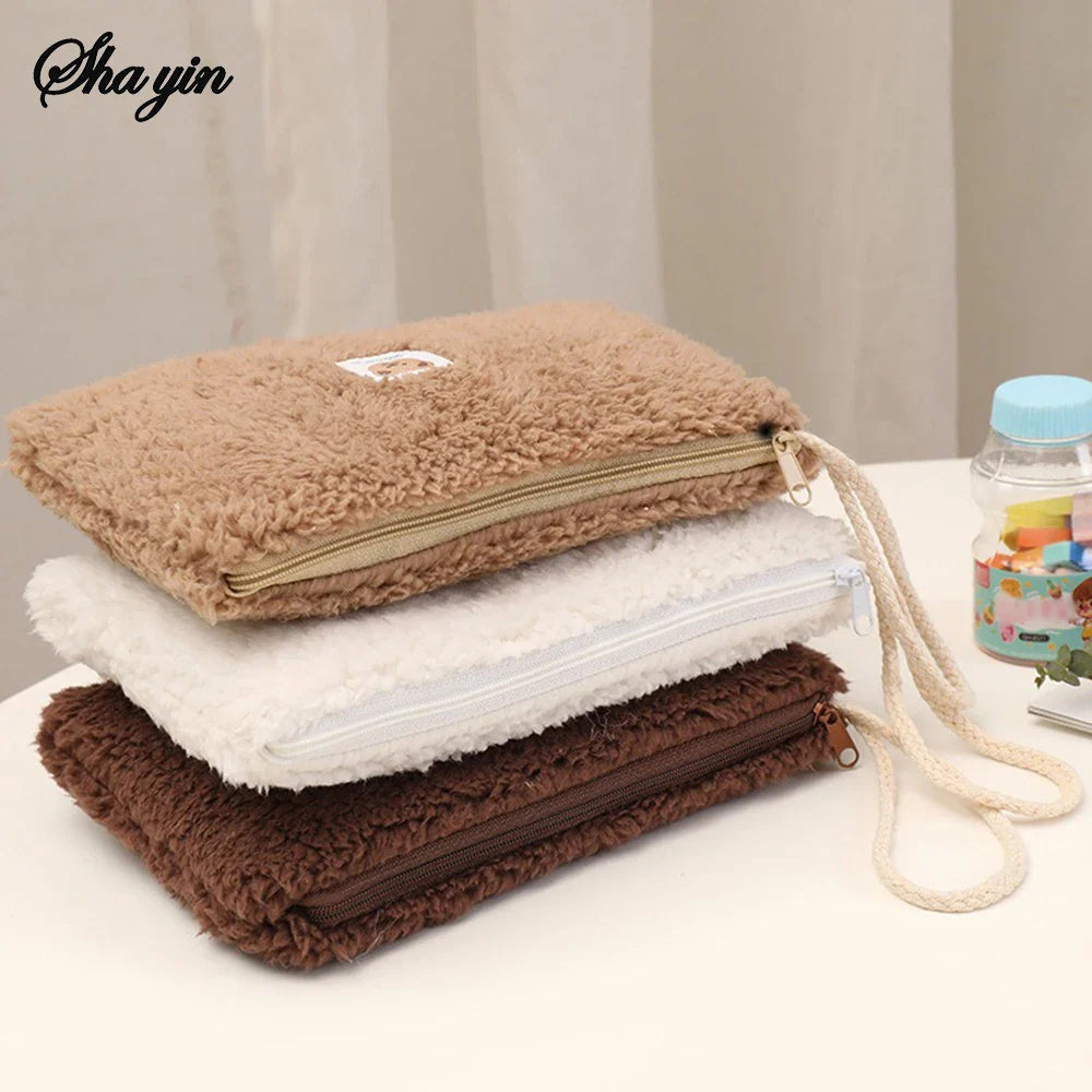 Large Plush Travel Makeup Bag & Cosmetic Organizer Pouch