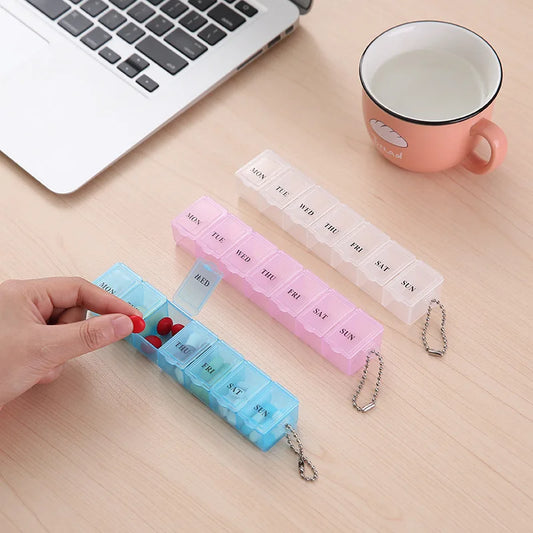 7 Days Pill Medicine Box Weekly Tablet Holder Storage Organizer Container Case Pill Box Splitters 3 Colors Pill Case Organizer Peaceful Pleasures Health and Wellness