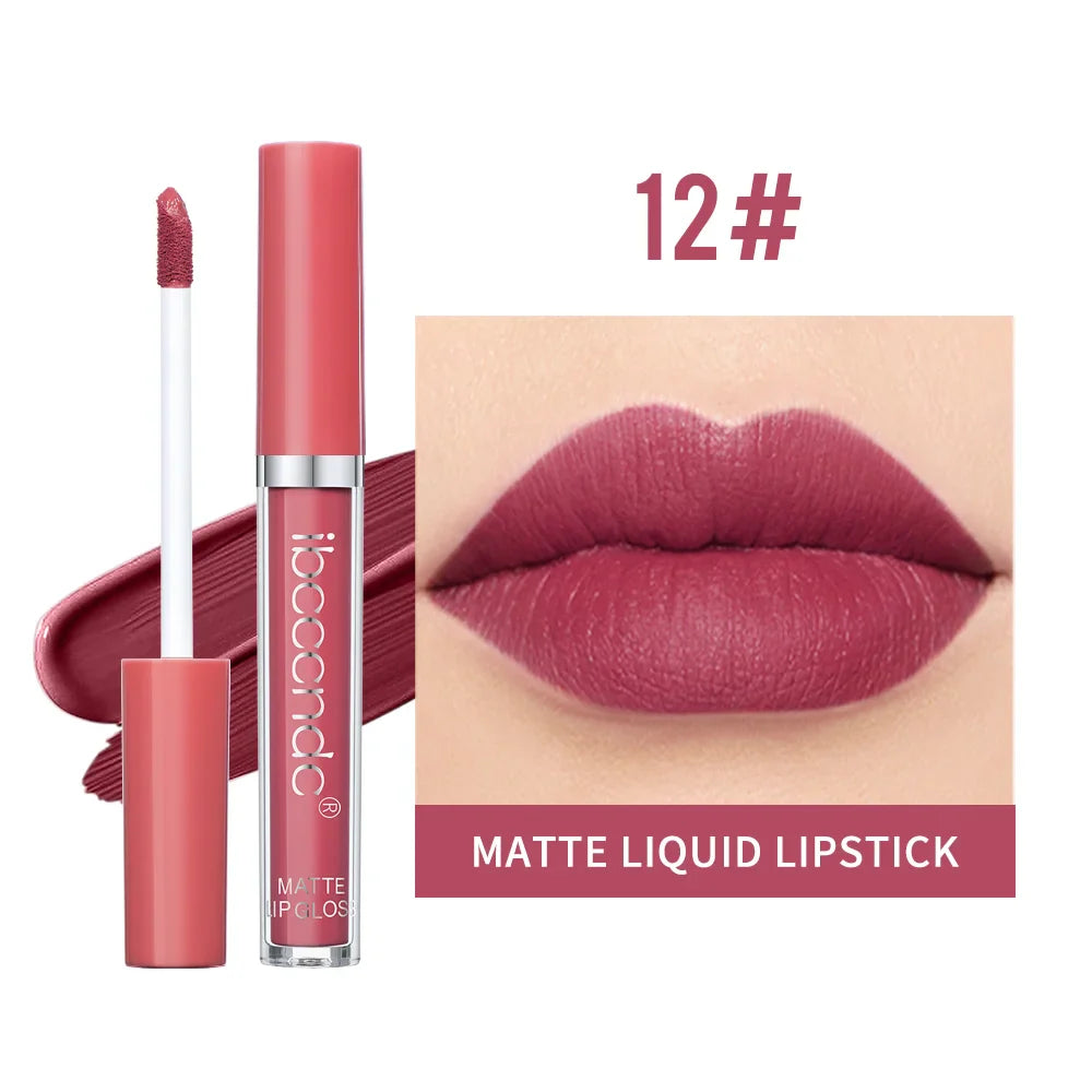 Matte Velvet Liquid Lipstick – Waterproof, Long-Lasting, 12 Shades