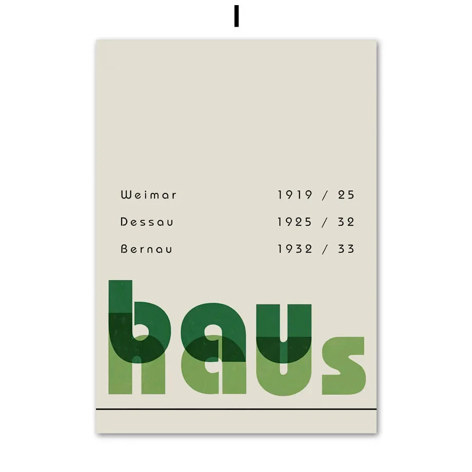 Scandinavian Bauhaus Abstract Green Canvas Wall Art Print