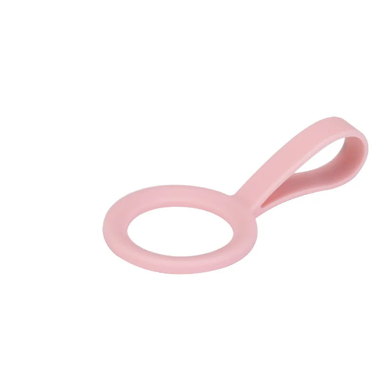 Silicone Kettle Hanging Buckle Sports Water Bottle Holder Handle Carrying Rope for Small Mouth Vacuum Cup Outdoor Camping Tool Peaceful Pleasures Health and Wellness light pink