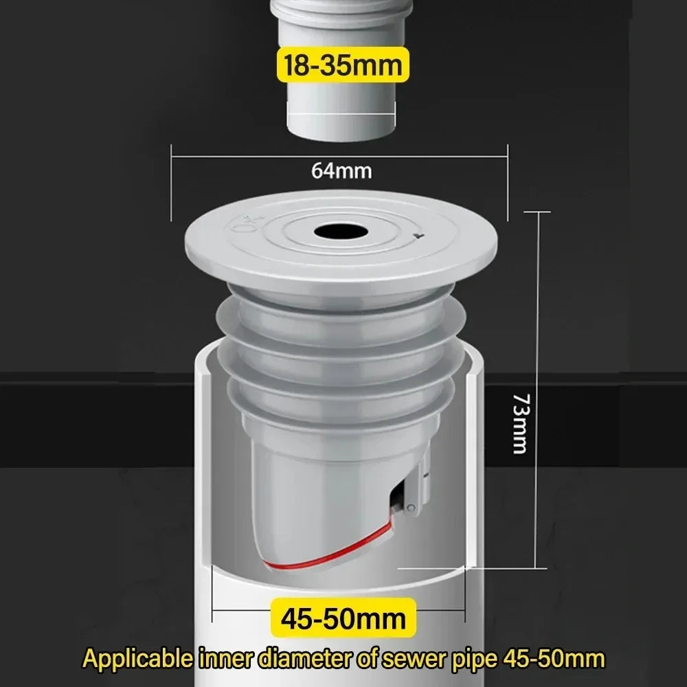 Silicone Drainage Bathroom Sewer Pipe Seal Anti-odor Anti-backflow Sink Drain Filter Water Plug Drains Bathrooms Accessories Peaceful Pleasures Health and Wellness gray 45-50mm(bevel)